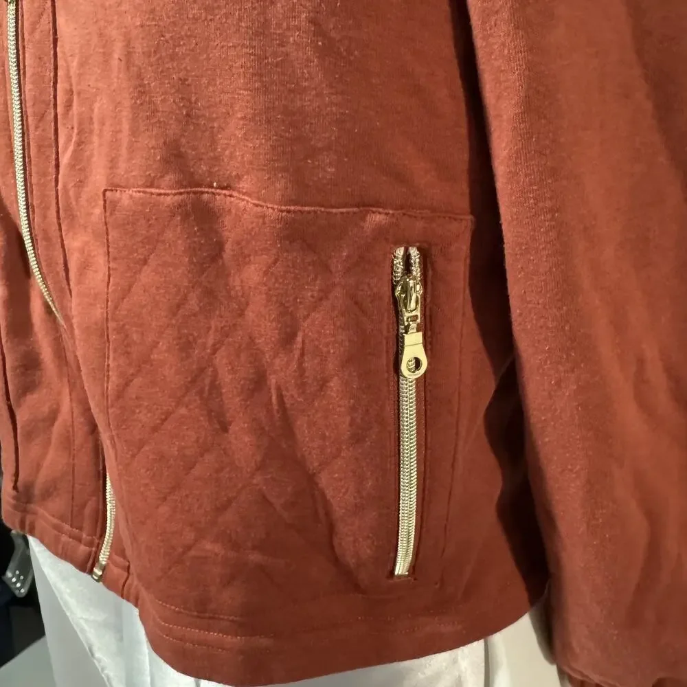 Ruby Rd. Petite Rust Quilted Zip-Up Jacket‎ - Picture 4 of 7